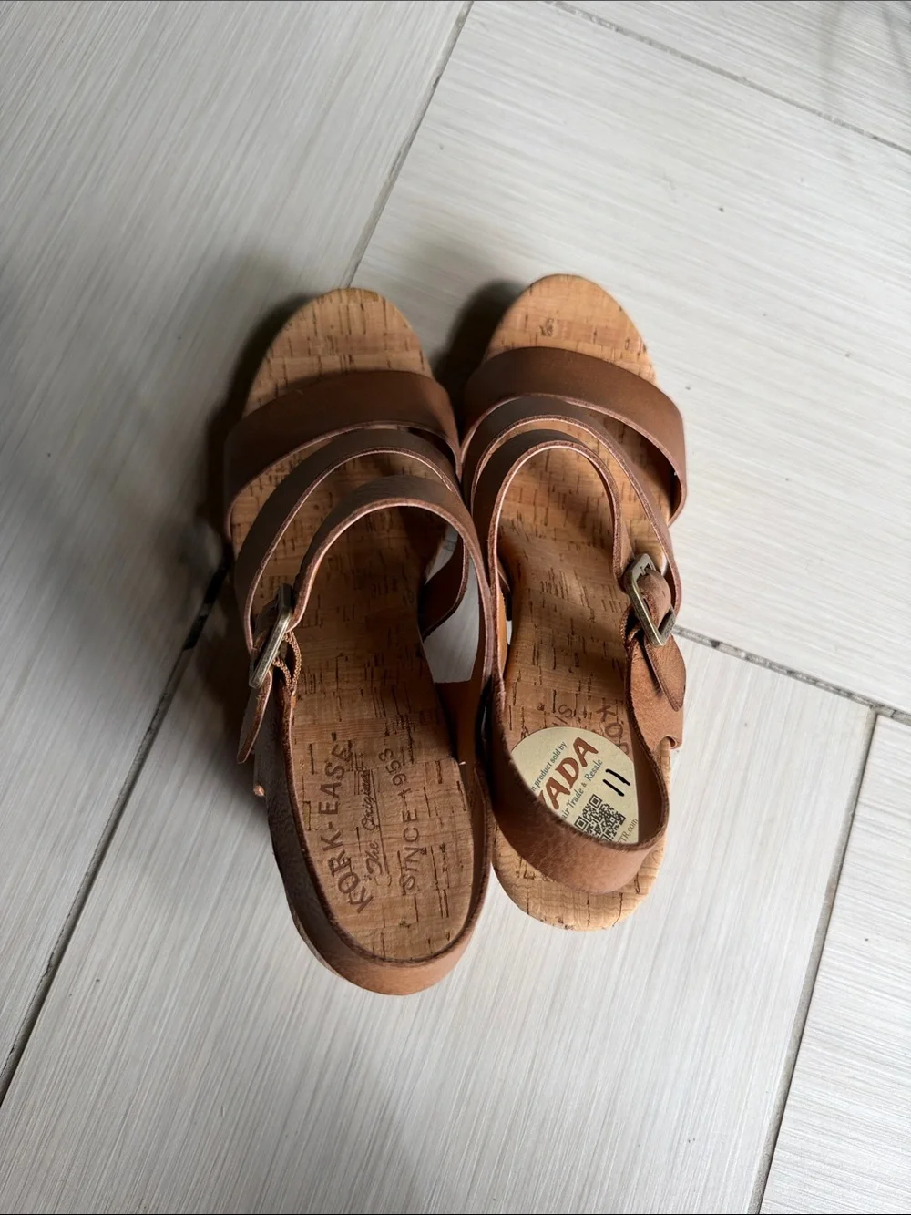 Kork-Ease Brown Leather Platform Cork Sandals